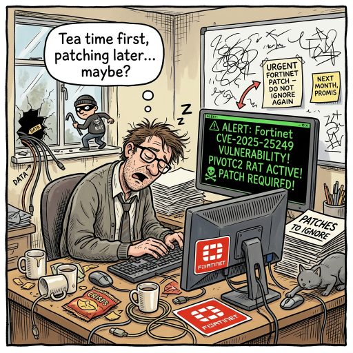 Fortinet patches ignored yet again.. Fortinet flaw CVE-2025-25249 is fueling PivotC2 RAT attacks despite being patched months ago. Clearly nobody felt like applying it.