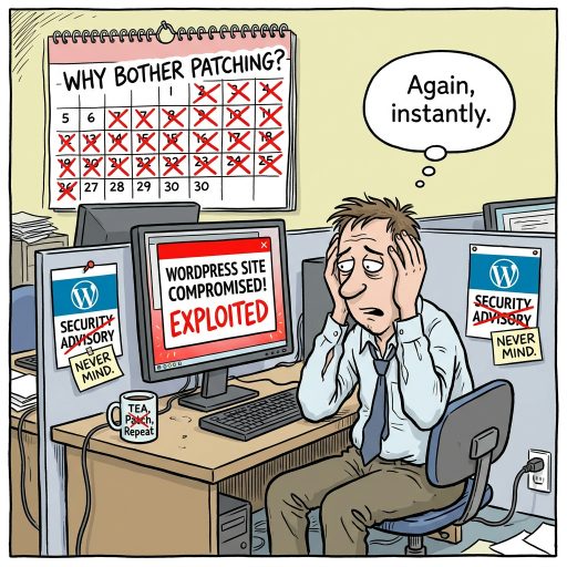 WordPress Exploited Instantly, Again. A critical WordPress bug was exploited hours after disclosure because of course it was. Why do we even bother pretending anyone patches fast enough?
