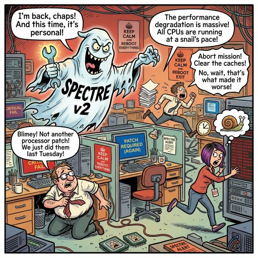 Spectre v2 Returns To Torment All CPUs. Branch Target Reuse has arrived as the latest Spectre v2 trick to pillage Intel, AMD, and Arm processors. Silicon vendors must be thoroughly thrilled.