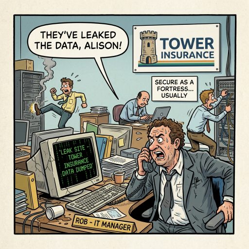 Another insurer joins dark web leaks.. Tower Insurance is frantically investigating after an extortion ring slapped them onto a dark web leak site. Here we go again with underwriters paying the piper.