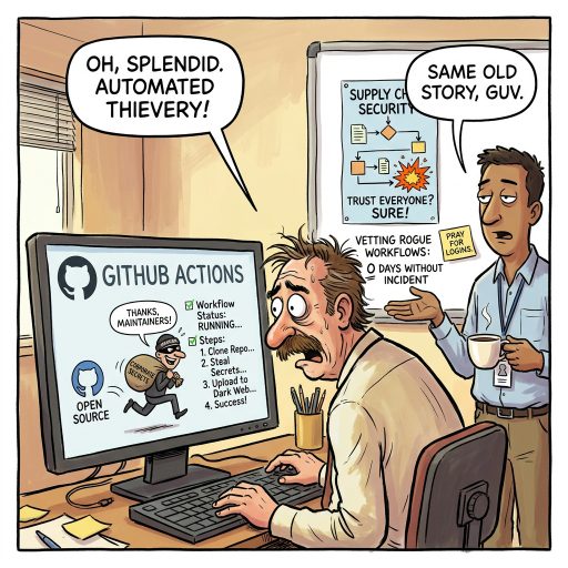 GitHub Actions kindly shares secrets. Two hijacked maintainer accounts pushed credential-stealing GitHub Actions into tens of thousands of repos. Another Tuesday, another automated disaster.