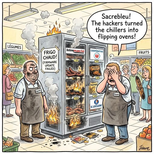 French Fridges Cooking Supermarket Food. Hackers toasted French supermarket fridges up to fifty degrees using ancient firmware flaws. Because who doesn't love fiery refrigerators?