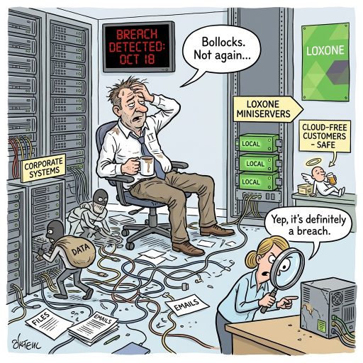 Another Day, Another Corporate Break-In. LOXONE suffered an unauthorized intrusion into corporate IT systems on October 18. Marvellous to see their cloud-free customer hardware actually spared them total ruin.