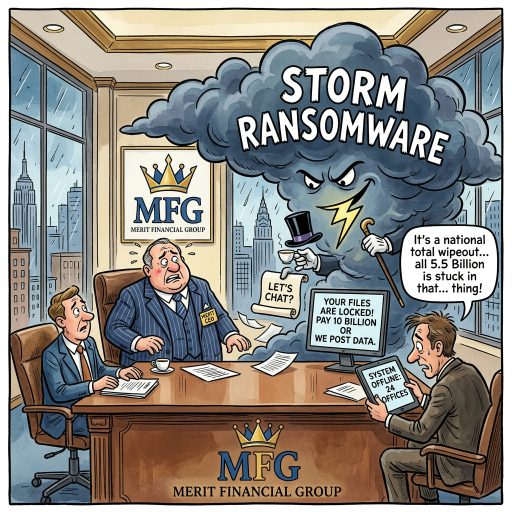 Storm Ransomware Visits Wall Street. Storm ransomware claimed an attack on Merit Financial Group, demanding negotiations under threat of publishing exfiltrated data. Another firm learns about extortion.