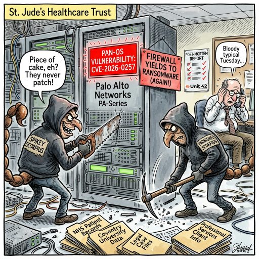 Another Firewall Yields To Ransomware. Ransomware syndicates are cheerfully abusing PAN-OS flaw CVE-2026-0257 across UK organisations. Just another Tuesday in IT.